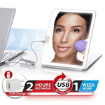 WONDER MIRROR Portable Lighted Makeup with USB Rechargeable Battery + Magnetic Removable 7X Magnification Mirror, LED Travel Mirror w/Touch Screen Dimming Lights and Cover