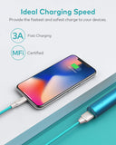 Xcentz iPhone Charger 6ft, Apple MFi Certified Lightning Cable iPhone Charger Cable Metal Connector, Durable Braided Nylon High-Speed Charging Cord for iPhone X/XS Max/XR/8 Plus/7/6/5/SE, iPad, Blue