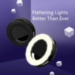 Selfie Ring Light,Easy Clip On 3 Levels of Brightness with Rechargeable (Battery) for iPhone,Samsung,iPad.Black
