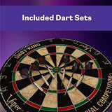 Viper Shot King Regulation Bristle Steel Tip Dartboard Set with Staple-Free Bullseye, Metal Radial Spider Wire, High-Grade Compressed Sisal Board with Rotating Number Ring, Includes 6 Steel Tip Darts