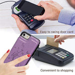 iPhone 7 Card Holder Case, iPhone 8 Wallet Case Embossed Butterfly Slim Folio Leather Cover Shockproof Shell with Credit Card Slot Protective Skin for iPhone 7 & 8, Purple
