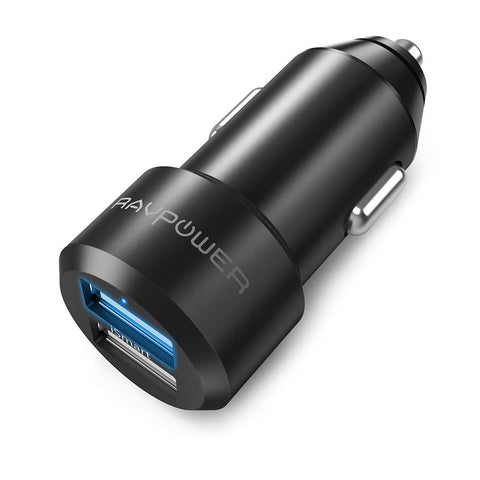 USB Car Charger RAVPower 24W 4.8A Metal Dual Car Adapter, Compatible iPhone Xs XS Max XR X 8 7 Plus, iPad Pro Air Mini, Galaxy S9 S8 S7 S6 Edge Note, Nexus, LG, HTC and More (Black)