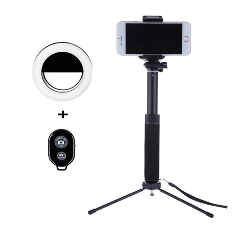 Selfie Stick Tripod 44 Inch with Ring Light Remote Bluetooth for Live Stream Compatible for iPhone X/SE/6/6s/6 Plus/7/7 Plus/8/8 Plus/,Samsung 8/S8/S8 Plus,Nexus,LG,Moto and More(Black)