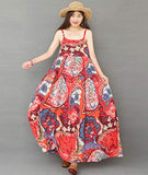 YESNO Women Casual Loose Bohemian Floral Print Dresses Spaghetti Strap Long Maxi Summer Beach Swing Dress XS-5X E75 (XL, As Picture129-Multi-Colored)