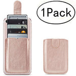 Phone Card Holder RFID Blocking Sleeve, Pu Leather Back Phone Wallet Stick-On Pull up 5 Card Holder Universally Pocket Covers Credit Cards Cash for iPhone /Android/Samsung/All Smartphones(RoseGold)
