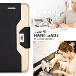FYY Leather Case with Mirror for Samsung Galaxy S7, Leather Wallet Flip Folio Case with Mirror and Wrist Strap for Samsung Galaxy S7 Black