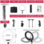 18 inch LED Ring Light with Tripod Stand Dimmable Makeup Selfie Ring Light for Studio Portrait YouTube Vlog Video Shooting with Carrying Bag and Remote Controller
