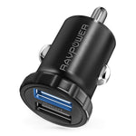 Car Charger RAVPower 24W 4.8A Mini Dual USB Car Adapter, Compatible with iPhone XS Max XR X 8 7 Plus, iPad Pro Air Mini and Galaxy S9 S8 Plus, Edge Note Series and More (Black)