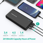 RAVPower USB C Battery Pack 20100 Portable Charger with QC 3.0 Qualcomm Quick Charge 3.0, 20100mAh Input & Output Type C Power Bank for Nintendo Switch, iPhone, 12-inch MacBook, Galaxy and More