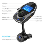 Nulaxy Bluetooth Car FM Transmitter Wireless Audio Adapter Receiver Handsfree Voltmeter Car Kit TF Card AUX USB 1.44 Display On/Off Button Folder Play Mode - KM24 Silver