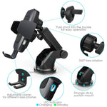 Heiyo Wireless Car Charger Mount, Auto-Clamp Cradle, Qi Charging Holder, Windshield & Air Vent, 10W Compatible for Samsung S9/S9+/S8/Note 8, 7.5W Compatible for iPhone Xs Max//Xs/XR/X 8/8 Plus(Black)