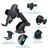 Heiyo Wireless Car Charger Mount, Auto-Clamp Cradle, Qi Charging Holder, Windshield & Air Vent, 10W Compatible for Samsung S9/S9+/S8/Note 8, 7.5W Compatible for iPhone Xs Max//Xs/XR/X 8/8 Plus(Black)