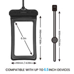 Floating Waterproof Phone Pouch, 100ft IPX8 Waterproof Case Compatible for iPhone XS Max/XR/X/8/8P/7/7P Galaxy up to 6.5", Lanyard Dry Bag for Snorkeling Pools Beach Kayaking Travel Bath(2 Pack Black)