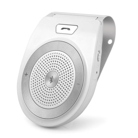 Wireless Car Speakerphone, Aigital Bluetooth Speaker for Handsfree Calling Motion AUTO Power ON Audio Receiver Sun Visor Speakers Music Player Adapter Built-in Microphone - White