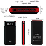 Power Bank 25000mAh Huge Capacity BCM Portable Charger Battery Pack Backup Battery Power Pack Dual Inputs 3 Output Ports with Intelligent LCD Compatible Smartphone, Tablet and More