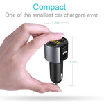 Baile Bluetooth FM Transmitter for Car, Wireless Bluetooth FM Radio Adapter Car Kit with Hands-Free Calling and 2 Ports USB Charger