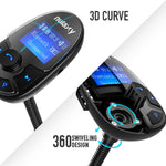 Nulaxy KM22 Bluetooth FM Transmitter Wireless Audio Adapter Handsfree Car Kit TF Card AUX USB 1.44 Display On/Off Button EQ Folder Play Mode, Black