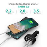 RAVPower Quick Charge 3.0 Car Charger 54W 4-Port Car Adapter, QC3.0 Compatible Galaxy S9 S8 S7 S6 Edge Note 8, iSmart Compatible iPhone XS XR X 8 7 Plus, iPad Pro Air Mini and More