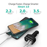 RAVPower Quick Charge 3.0 Car Charger 54W 4-Port Car Adapter, QC3.0 Compatible Galaxy S9 S8 S7 S6 Edge Note 8, iSmart Compatible iPhone XS XR X 8 7 Plus, iPad Pro Air Mini and More