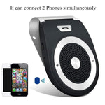 Car Speakerphone AUTO Power ON Wireless in Car Speaker Handsfree Sun Visor Car Kit Portable Enhance Bass Build in Mic Car Charger for All Smartphone Support Music Streaming, Calls