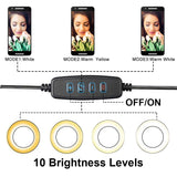 Selfie Light Ring, [2019 Version] Ring Light with Cell Phone Holder Stand for Live Stream/Makeup, Flowmist LED Ring Light [3-Light Mode] [10-Level Brightness] with Flexible Arms, for iPhone/Android