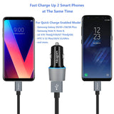 Meagoes Fast Car Charger, Compatible Samsung Note 9/Note 8, Galaxy S10 Plus/S10/S10e/S9 Plus/S9/S8+/S8, LG V40 ThinQ/G7, Dual Quick Charge 3.0 Port, Rapid Charging Car Adapter with 3.3ft USB C Cable