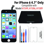 for iPhone 6 Black (4.7 Inch) LCD Screen Replacement Display Touch Digitizer Assembly + Repair Tools, Compatible with Model A1549, A1586, A1589