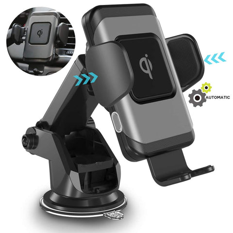 ZeeHoo Wireless Car Charger,10W Qi Fast Charging Auto-Clamping Car Mount,Windshield Dashboard Air Vent Phone Holder Compatible with iPhone Xs MAX/XS/XR/X/8/8+, Samsung S10/S10+/S9/S9+/S8/S8+