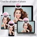Hicdaw 2PCS Selfie Light Ring Selfie Light Led Circle Clip On Selfie Light 3 Level Adjustable Brightness Rechargeable Compatible for Phone Photography