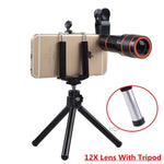 Apexel 4 in 1 12x Zoom Telephoto Lens + Fisheye + Wide Angle + Macro Lens with Phone Holder + Tripod for iPhone X/8/ 7 /6/6s plus SE Samsung HTC Google Huawei LG Ipad Tablet PC Laptops
