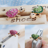 Mosichi Lovely Turtle Rhinestone Anti Dust Plug Earphone 3.5mm Ear Jack for iPhone Samsung Galaxy (Green)