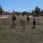 PowerNet 4 Way Soccer Tennis Net | Indoor Outdoor | Portable Fun Game to Build Technical Skill | Practice and Improve Ball Control Headers and Volleys | 2 Sizes (12 ft x 12 ft x 3 ft)