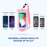 Mpow 084 Waterproof Phone Pouch Floating, IPX8 Universal Waterproof Case Underwater Dry Bag Compatible iPhone Xs Max/Xr/X/8/8plus/7/7plus Galaxy s9/s8 Note 9/8 Google Pixel up to 6.5" (Black, Pink)