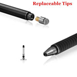 Digiroot Universal Stylus,[2-in-1] Disc Stylus Pen 2018 UPDATED Touch Screen Pens for All Touch Screens Cell phones, Tablets, Laptops with 9 Replacement Tips(6 Discs, 3 Fiber Tips Included) - (Black)