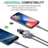 Car Charger, Powerman Quick Charge 3.0 36W Dual USB Car Charger Adapter Fast Car Charging Compatible Samsung Galaxy Note 9 S8 S9 Note 8, iPhone X 8 7 6s Plus, iPad, iPad Air 2/Mini 3, Pixel, LG, HTC