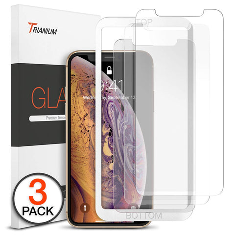 Trianium (3 Packs) Screen Protector Designed for Apple iPhone XS Max 2018 Premium HD Clarity 0.25mm Tempered Glass Screen Protector with Easy Installation Alignment Case Frame[3D Touch] (3-Pack)