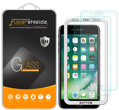 [2-Pack] Supershieldz for Apple iPhone 8 Plus/iPhone 7 Plus (5.5-inch) Tempered Glass Screen Protector with [Easy Installation Tray] Anti-Scratch, Bubble Free, Lifetime Replacement