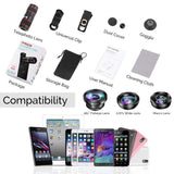 Phone Camera Lens, OYRGCIK 5 in 1 Phone Lens Kit 12X Zoom Telephoto Lens with Telescope + Fisheye Lens + Wide Angle Lens + Macro Lens Compatible with iPhone X XS Max 8 7 Plus Samsung S10 S10e S9 S8