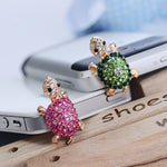 Mosichi Lovely Turtle Rhinestone Anti Dust Plug Earphone 3.5mm Ear Jack for iPhone Samsung Galaxy (Green)