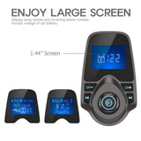 Nulaxy Bluetooth Car FM Transmitter Audio Adapter Receiver Wireless Handsfree Voltmeter Car Kit TF Card AUX 1.44 Display – KM18 Coffee