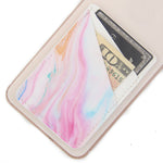 Phone Card Holder uCOLOR PU Leather Wallet Pocket Credit Card ID Case Pouch 3M Adhesive Sticker on Phone Samsung Galaxy Android Smartphones(fit for 4.7" Phone or Above) (Pastel Marble)