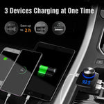 ABOX Trekpow F10 Bluetooth FM Transmitter for Car-Wireless Bluetooth 4.2 in-Car Radio Adapter Car Kit with Handsfree Calling, 3 USB Ports, LED Display, Support TF Card, U-Disk, AUX Output