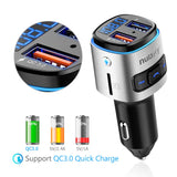FM Transmitter, Nulaxy V4.2 Bluetooth FM Transmitter, Wireless FM Radio Car Bluetooth Adapter with QC3.0 Quick Charge, Support USB Drive, TF Card, Hands-Free Talking, Activate Siri/Google Now - NX08