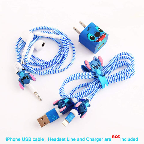 ZOEAST(TM) DIY Protectors Apple Lightning Data Cable USB Charger Data Line Earphone Wire Saver Protector for iPhone 5 5S SE 6 6S 7 8 Plus X IPad iPod iWatch (Basic Styles, Stitch)