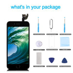 Screen Replacement for iPhone 6 Black 4.7" LCD Display Touch Digitizer Frame Assembly Full Repair Kit, with Home Button, Proximity Sensor, Ear Speaker, Front Camera, Screen Protector, Repair Tools