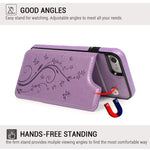 iPhone 7 Card Holder Case, iPhone 8 Wallet Case Embossed Butterfly Slim Folio Leather Cover Shockproof Shell with Credit Card Slot Protective Skin for iPhone 7 & 8, Purple