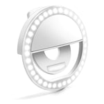 Selfie Ring Light, Enlody Dimmable Clip Ring Lighting - Rechargeable 36 LED Bulbs Light for iPhone, Android, Tablet, iPad, Laptop, Camera (White)