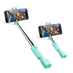 Mini Selfie Stick, atongm Cell Phone Selfie Sticks Extendable Mini All in One Wire Selfie Stick for Cellphone(iPhone, Android) (Blue)