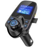 Nulaxy Bluetooth Car FM Transmitter Audio Adapter Receiver Wireless Handsfree Voltmeter Car Kit TF Card AUX USB 1.44 Display - KM19 Black