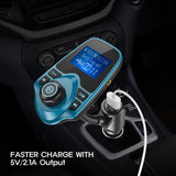 Nulaxy Wireless in-Car Bluetooth FM Transmitter Radio Adapter Car Kit with 1.44 Inch Display and USB Car Charger - Peacock Blue